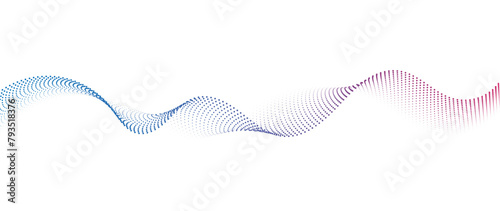 Flowing Dot Wave halftone gradient pattern on transparent background