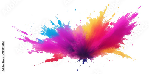 Multicolor powder explosion on White background. Colored cloud. Colorful dust explode. Paint Holi. colorful rainbow Holi paint color powder explosion with bright colors isolated white background.