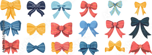 Set of different colorful bows isolated on a white background