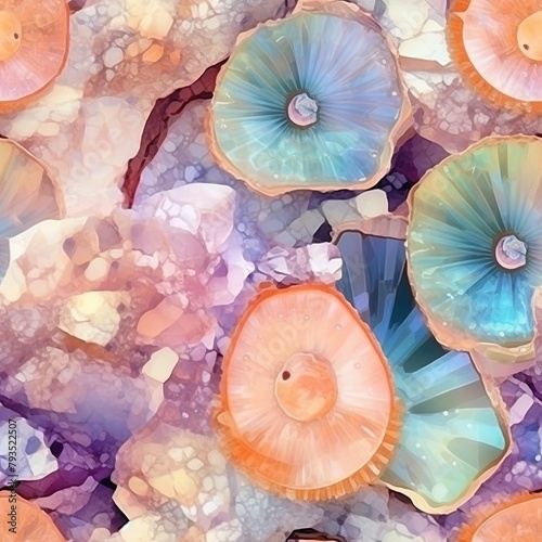 seamless pattern with background with shells