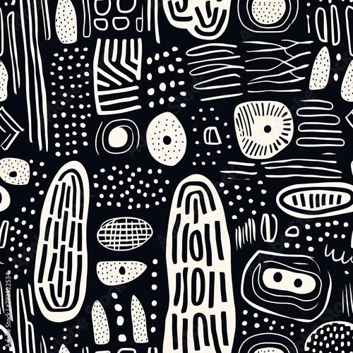 seamless pattern with cats and birds