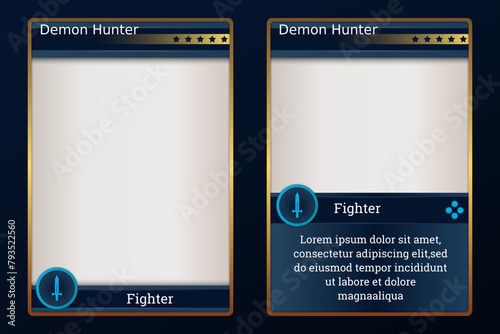 game card border template with classic mediaval style for game items and characters	