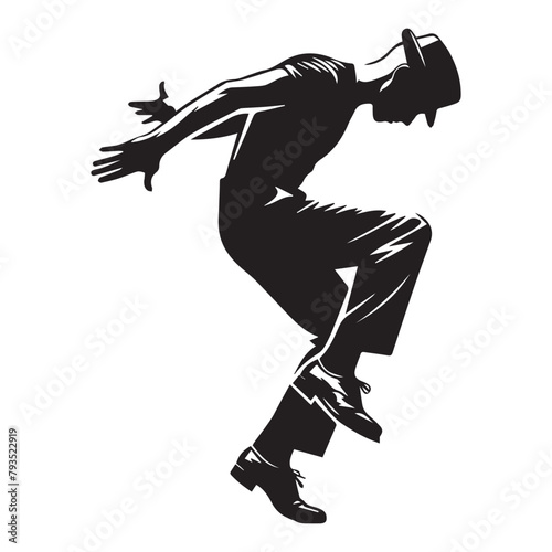 Black and white Chug Tap Dance Vector Illustration