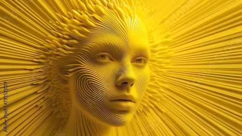 face isoleted on yellow photo