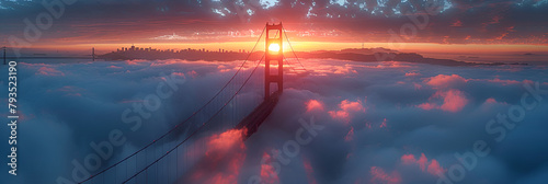 sunset over the river, Amazing Aerial Views from the Golden Gate Bridge 