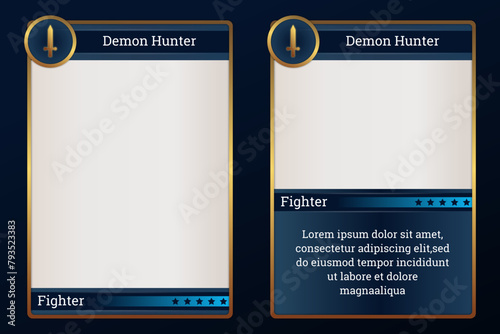 game card border template with classic mediaval style for game items and characters	