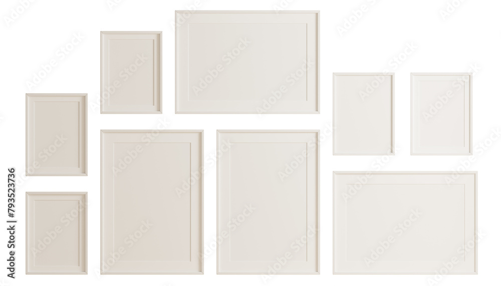 White frames mockup template isolated on transparent background 3d PNG White frames mockup template isolated on transparent background 3d PNG