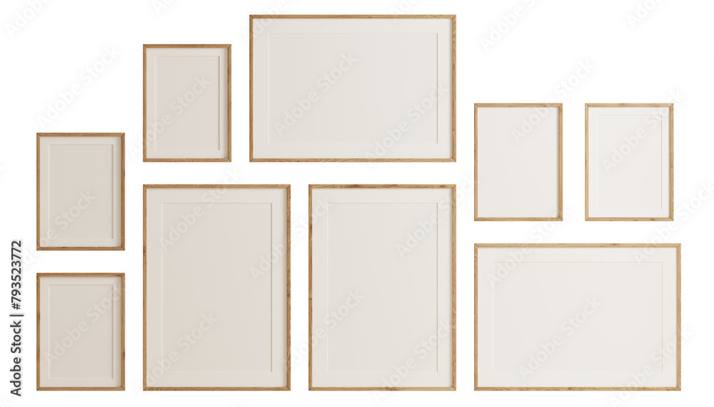 Wood frames mockup template isolated on transparent background 3d PNG Wood frames mockup template isolated on transparent background 3d PNG