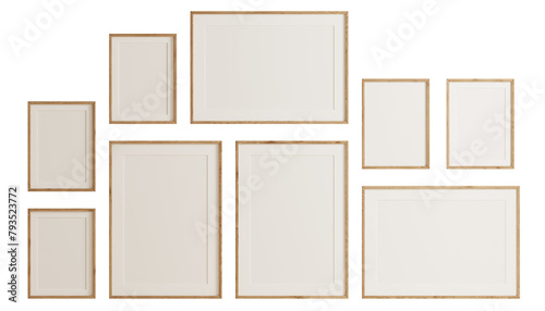 Wood frames mockup template isolated on transparent background 3d PNG