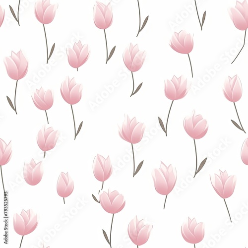 seamless pattern with pink tulips