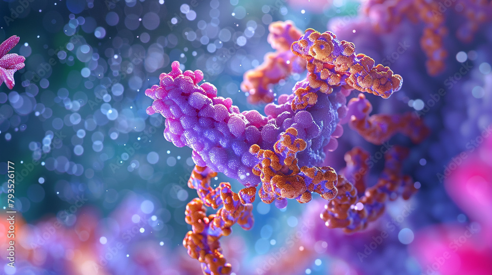 Fototapeta premium : A 3D rendering of a protein-ligand binding site,