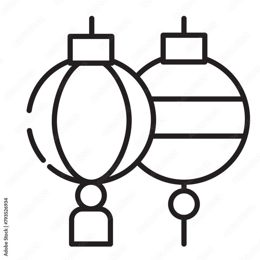 Festival Lantern Chinese Line Icon Festival Lantern Chinese Line Icon