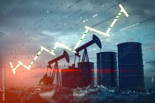 Oil prices per barrel dynamics, analyzing fluctuations in the rise and fall of energy markets, understanding the factors driving changes in oil prices for economic insights and investment strategies photo