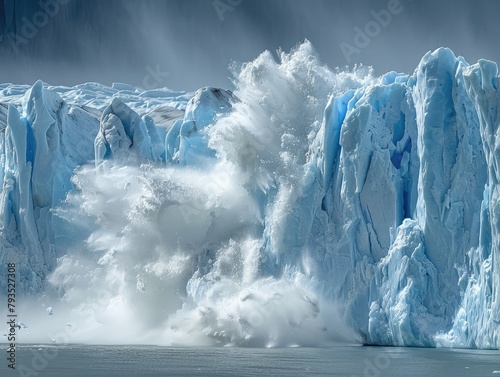 Climate Change - Disruption - Melting Glacier - A poignant image of a melting glacier, symbolizing the profound impact of climate change on Earth's icy landscapes and the urgent need for action