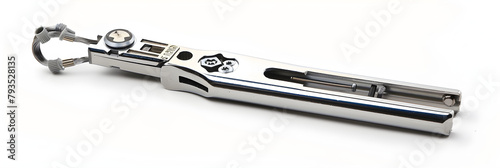 Detailed Close-up of Metal RJ11 Crimping Tool on a White Background photo
