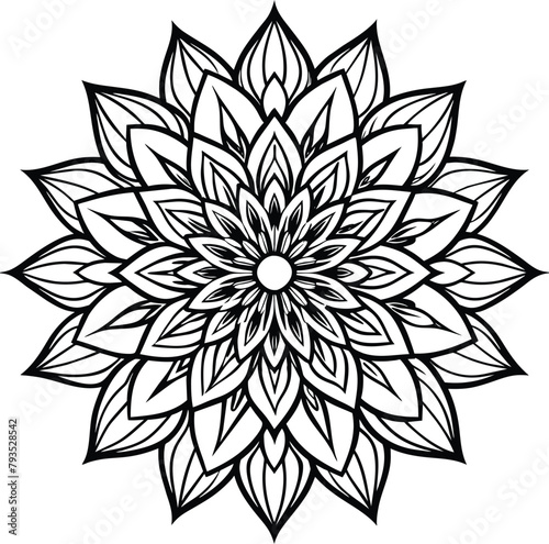 Simple flower coloring page line art black and white Flower logo design