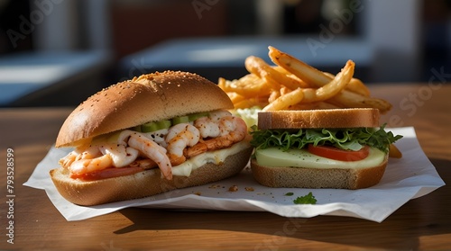 sandwich aux crevettes dans San Francisco .Generative AI photo