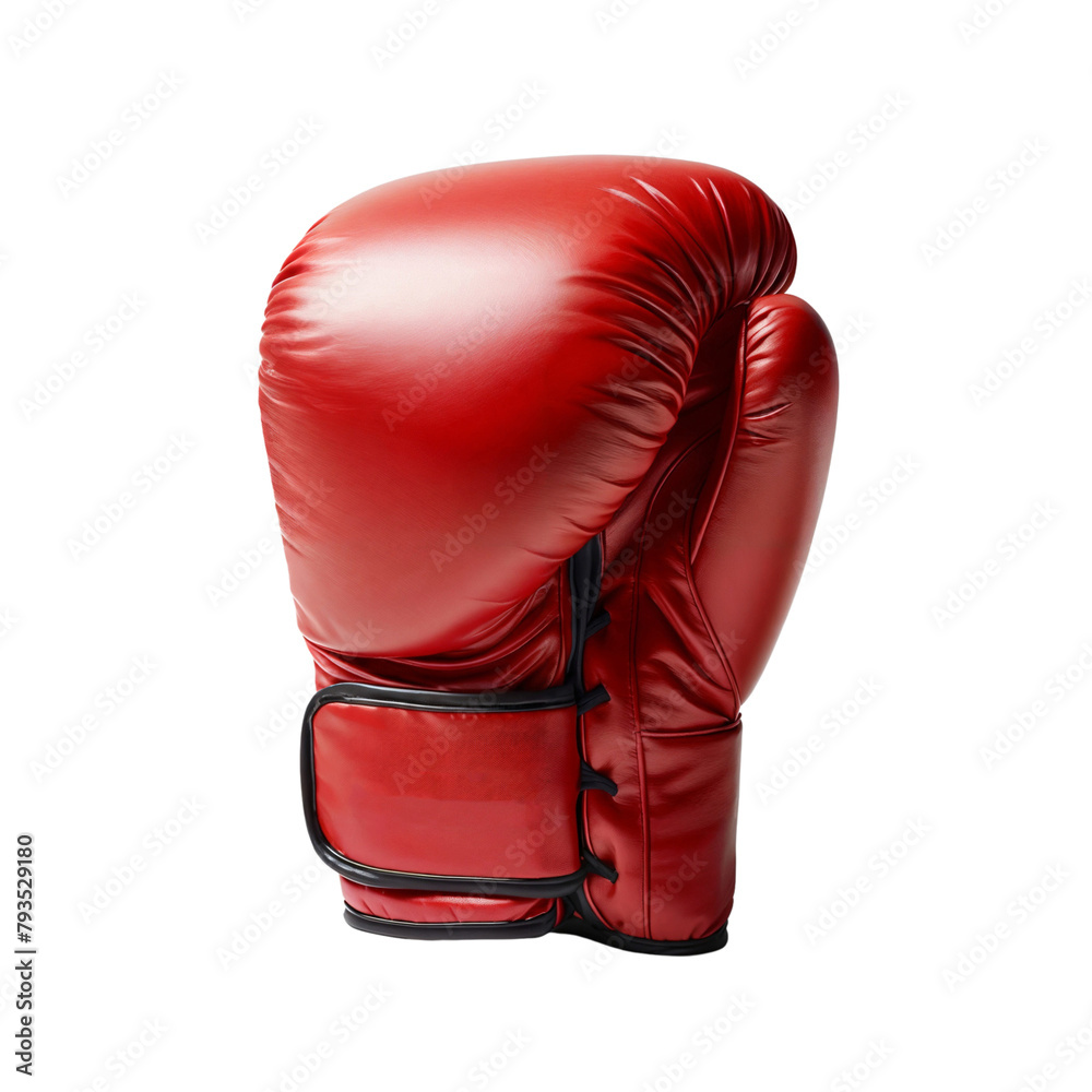 Fototapeta premium One red boxing glove isolated on white, cut out transparent