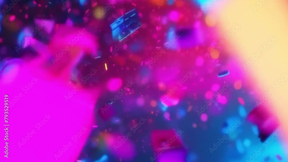 paper flying with confetti and blue neon lights scenes for video overlay and editing paper flying with confetti and blue neon lights scenes for video overlay and editing