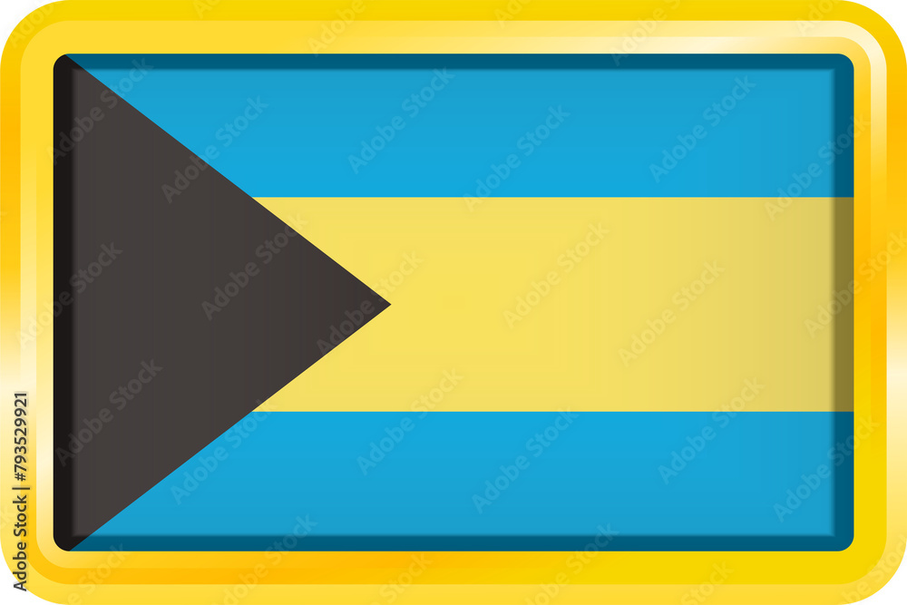 THE BAHAMAS FLAG RECTANGULAR WITH GOLD FRAME THE BAHAMAS FLAG RECTANGULAR WITH GOLD FRAME