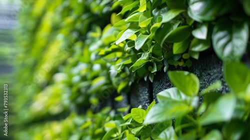 Detail of a living wall installation in a corporate lobby