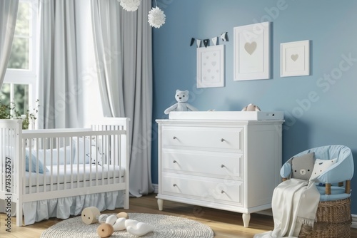Stylish baby room interior with chest of drawers and cute pictures on wall --ar 3:2 --v 6.0 - Image  2 @kashif320 © rimsha