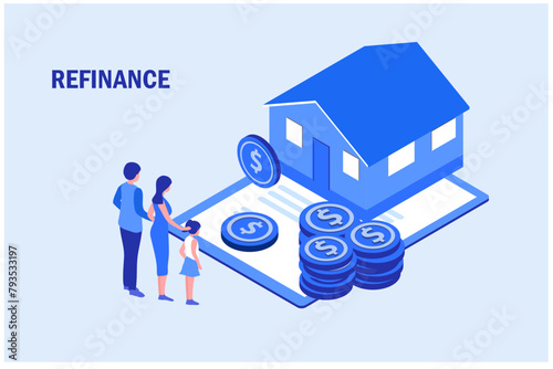 Mortgage refinance and home loan concept vector illustration