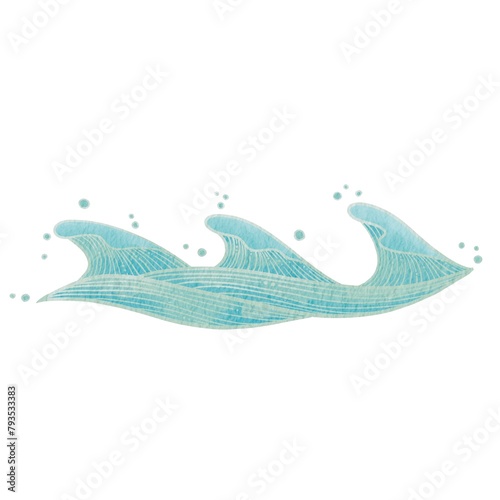 Abstract ocean wave oriental art drawing illustration for decoration on nautical , coastal living and aquatic concept.