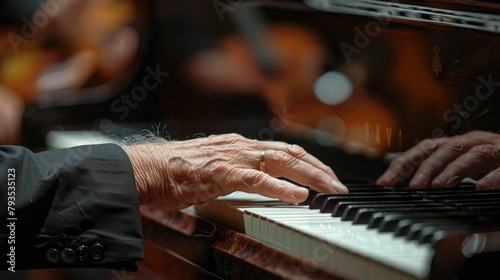 A pianists hands in motion, striking ivory keys with passion and precision
