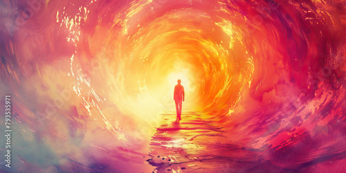 The Journey Within: The Tunnel of Light and Inner Exploration - Imagine a tunnel of light representing the journey within oneself during a psychedelic experience, exploring the depths of the mind