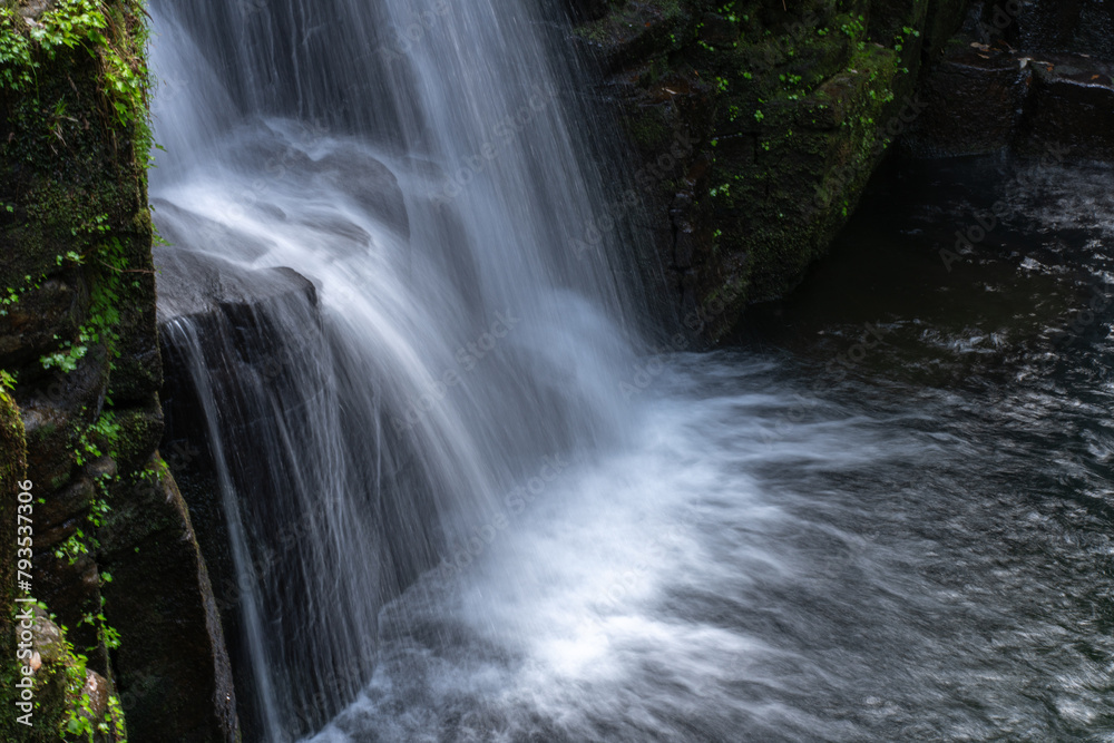 Obraz premium 涼しげな滝の流れる背景
