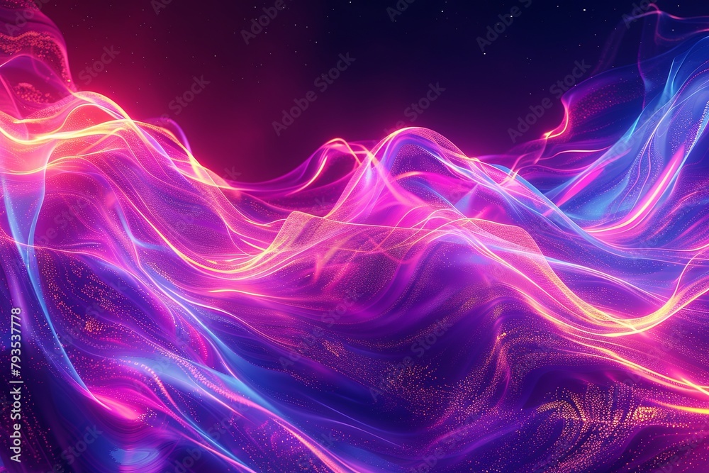 Abstract futuristic backdrop with glowing waves and neon lines  concept of energy, technology 