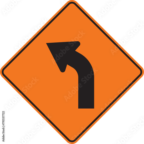 curva pronunciada a la izquierda, señal color naranja, pictograma, preventivo, icono, vector, naranja, rombo naranja, símbolo, silueta, ilustración, rombo, señales, imagen, indicar, norma