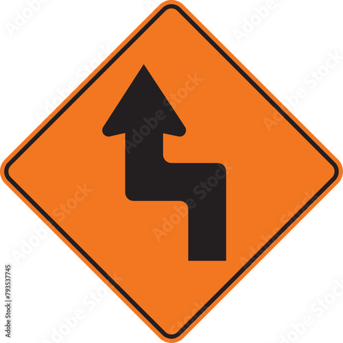 curva y contracurva cerrada primero a la izquierda, señal color naranja, pictograma, preventivo, icono, vector, naranja, rombo naranja, símbolo, silueta, ilustración, rombo, señales, imagen, indicar