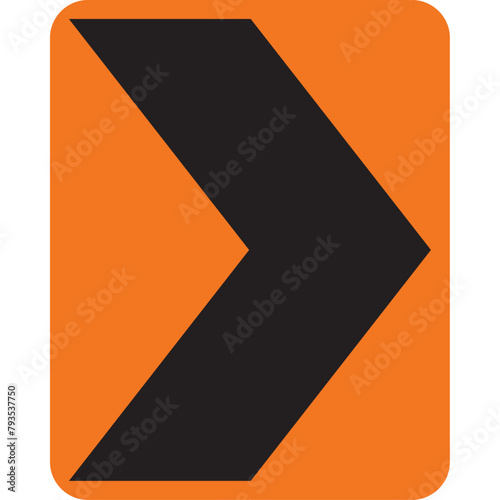 delineador de curva horizontal, señal color naranja, pictograma, preventivo, icono, vector, naranja, rombo naranja, símbolo, silueta, ilustración, rombo, señales, imagen, indicar, norma, normatividad photo