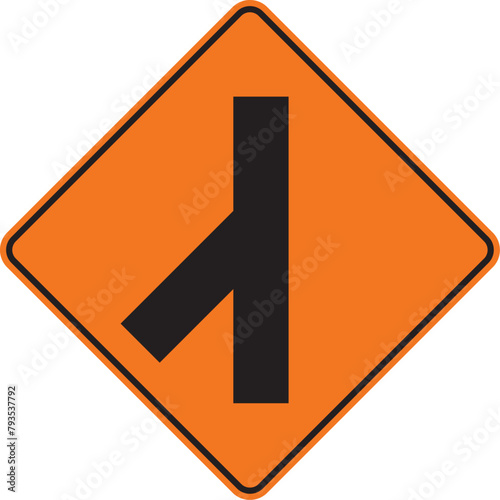 incorporación de transito desde la izquierda, señal color naranja, pictograma, preventivo, icono, vector, naranja, rombo naranja, símbolo, silueta, ilustración, rombo, señales, imagen, indicar, norma