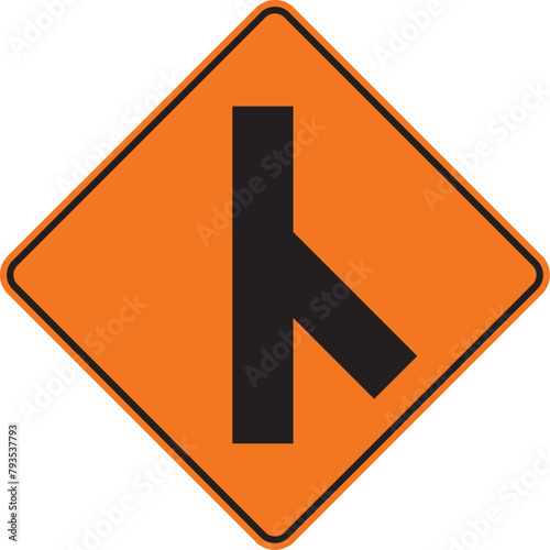 incorporación de transito desde la derecha, señal color naranja, pictograma, preventivo, icono, vector, naranja, rombo naranja, símbolo, silueta, ilustración, rombo, señales, imagen, indicar, norma