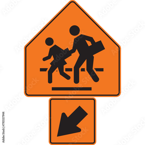 ubicación de cruce escolar, icono, vector, señal de prevención, símbolo, señal color naranja, silueta, ilustración, pictograma, rombo, preventivo, naranja, señales, imagen, indicar, norma, normativida