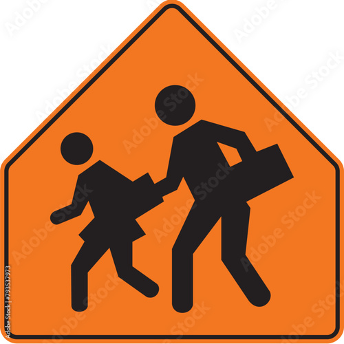 zona escolar, icono, vector, símbolo, silueta, ilustración, señal de prevención, señal color naranja, pictograma, rombo, preventivo, naranja, señales, imagen, indicar, norma, normatividad, anuncio