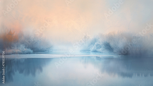 The cool tranquility of an abstract winter morning, where soft hues and gentle textures mimic the quiet and stillness of frost-covered landscapes photo