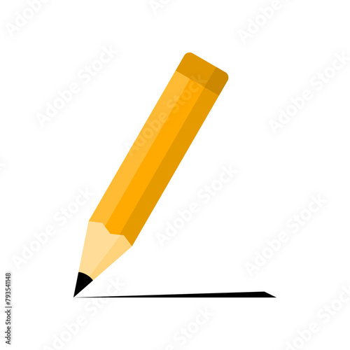 Yellow pencil drawing writing line school or office supplies icon flat vector design © Jedsada Naeprai