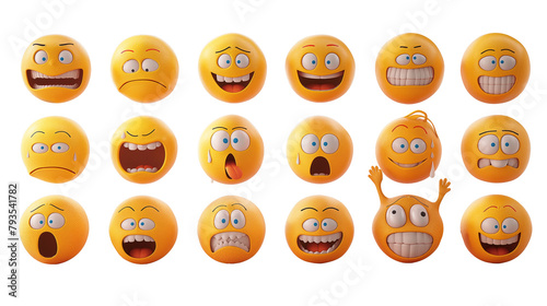 set of yellow emoji stickers, png transparent background