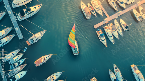 Luxury at Sea: Yachts and Sailboats in Summer Marina © tracy