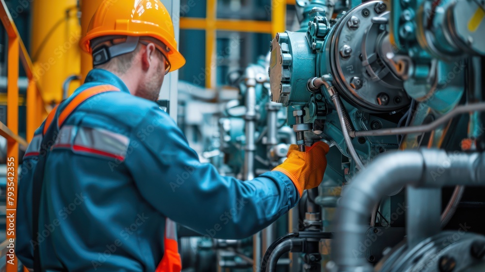 Detailed close-up of an engineer inspecting and servicing various types of machinery, emphasizing their crucial role in ensuring safety and efficiency. Detailed close-up of an engineer inspecting and servicing various types of machinery, emphasizing their crucial role in ensuring safety and efficiency.