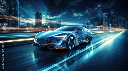 Hybrid car in motion, emphasizing its seamless transition between electric and fuel modes for efficiency © Дмитрий Симаков