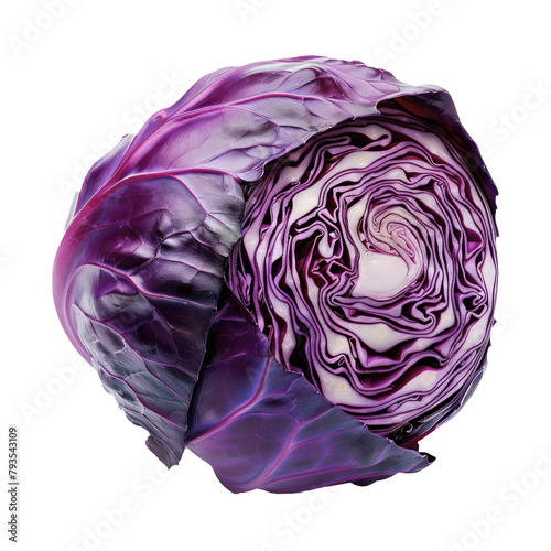 Purple cabbage isolated on white background.