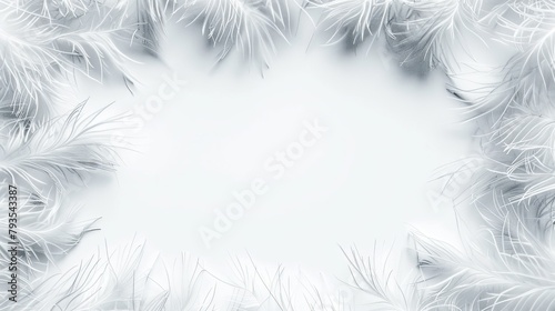 christmas background with branches and snow, energy fibers, picture frame, picture frame, white background, graphics, Generative Ai.
