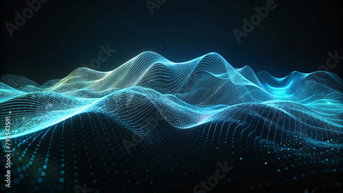 Abstract blue wave illustration with flowing lines, capturing the energy of fractal dimensions