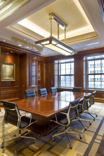 Professional Photography of a law firm s boardroom where partners convene to make important decisions and discuss firm management  Generative AI