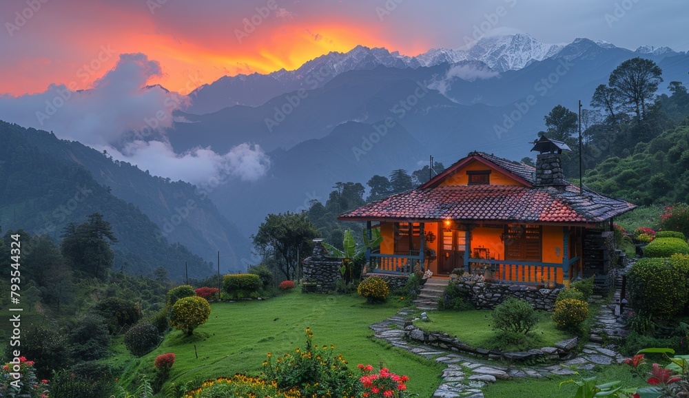 Majestic Himalayan Peaks Embracing the Serene Sunrise: A Breathtaking Natural Masterpiece,4k wallpaper, HD background image